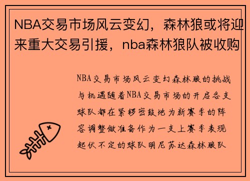 NBA交易市场风云变幻，森林狼或将迎来重大交易引援，nba森林狼队被收购